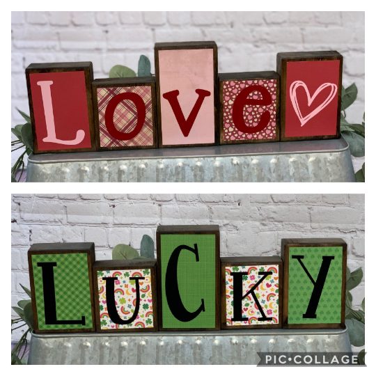 Love/Lucky Reversible Blocks | Valentines Day Decor | St. Patrick’s Day Decor