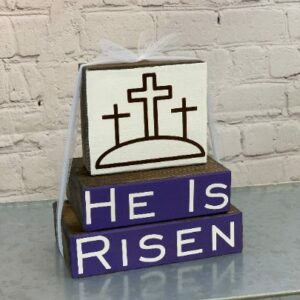 He Is Risen Religious Easter Stacker Blocks | Spring Decor | Easter Decor | Easter Blocks | Mantel Decor
