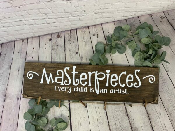 Masterpieces Every Child Is An Artist | Play Room Decor | Child’s Artwork Holder | Picture Holder