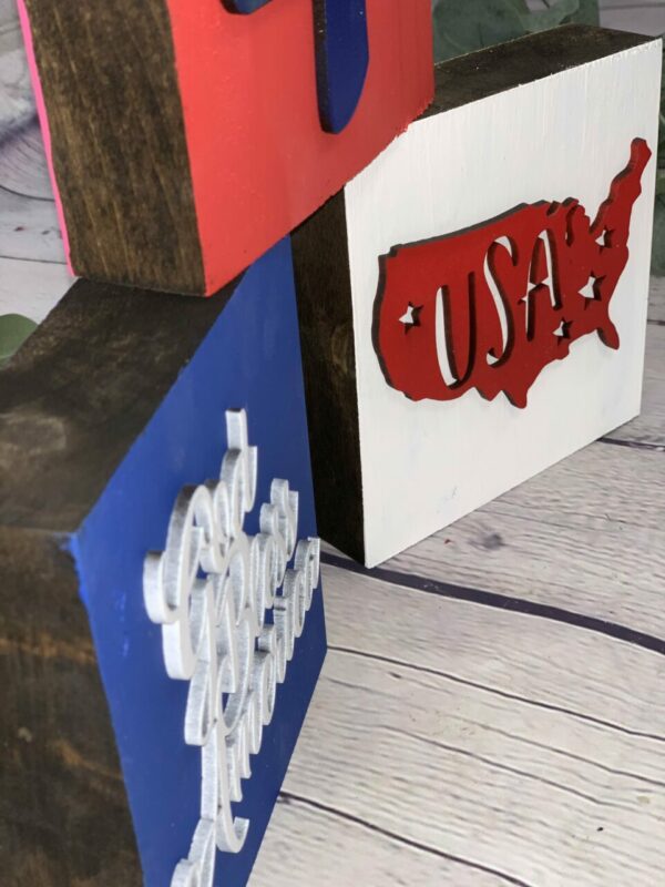 Reversible – 3D Summer/4th of July Mini Block Set of 3 | Summer Decor | 4th of July Decor | Independence Day Decor | Farmhouse Blocks