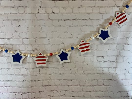 Patriotic Garland | 4th of July Decor | 4th of July Garland | America Decor | Laser Cut Stars | Independence Day Decor