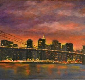 Brooklyn Bridge Oil Painting by Chris Robbins