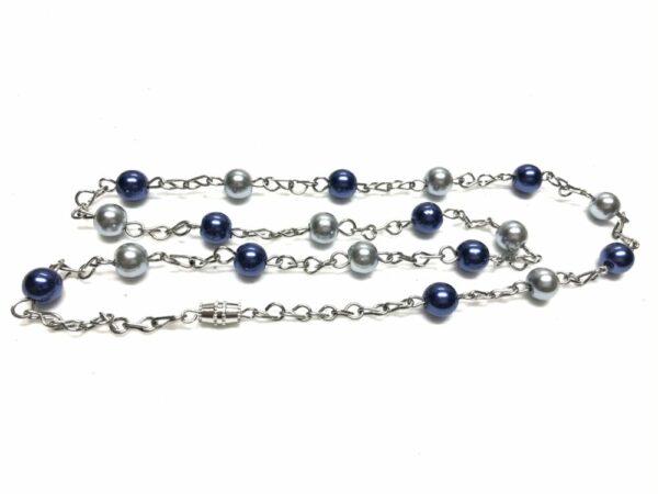Handmade navy blue & gray glass pearl necklace