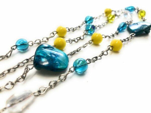 Handmade turquoise, yellow & clear necklace