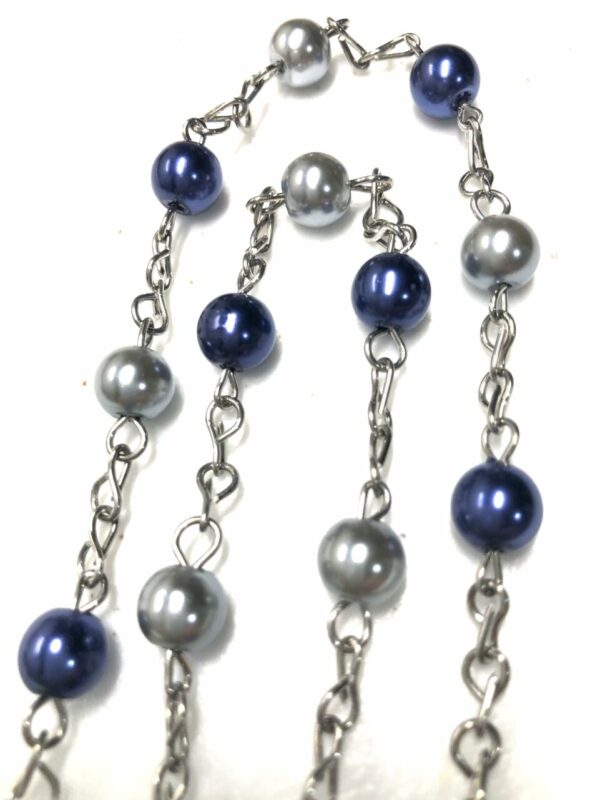 Handmade navy blue & gray glass pearl necklace