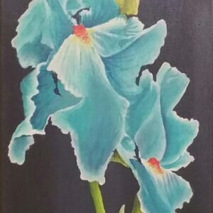 Aqua Blue Iris acrylic painting by Cris Sell