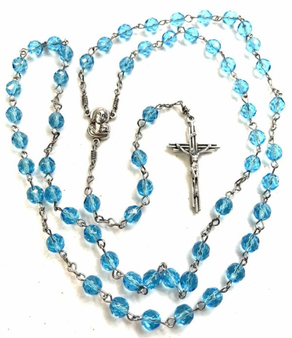 Handmade turquoise glass beaded rosary