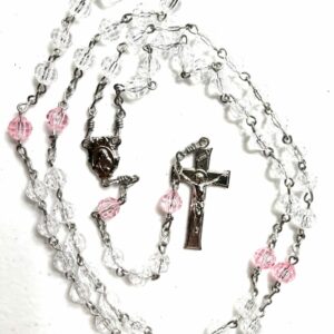 Handmade clear and pink acrylic rosary