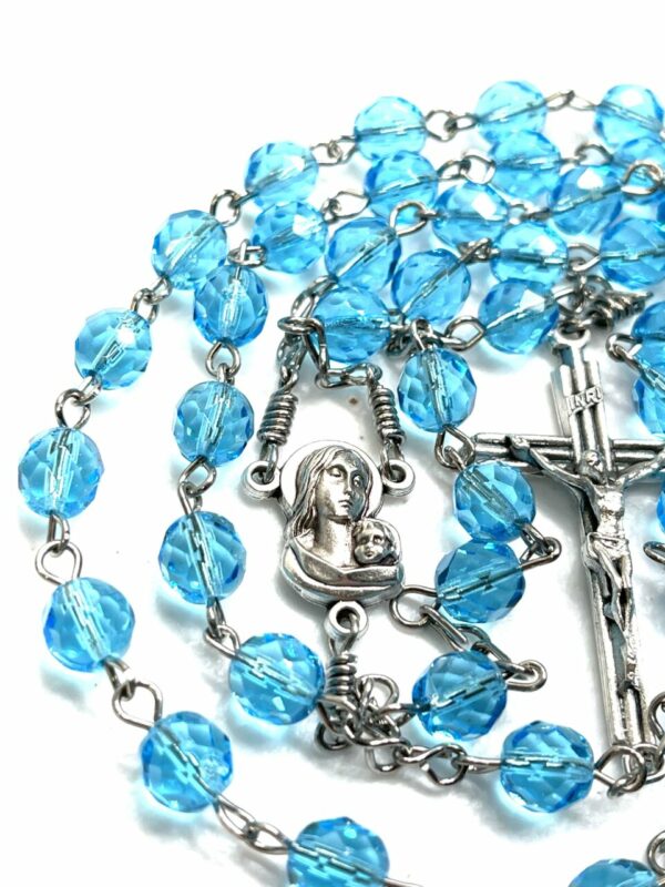 Handmade turquoise glass beaded rosary