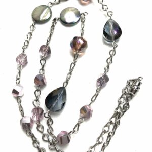 Handmade women’s purple iridescent glass necklace