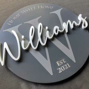 Personalized Wood Family Name Sign – Gray Tones