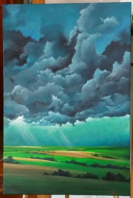 Iowa Storm Clearing acrylic painting by Cris Sell