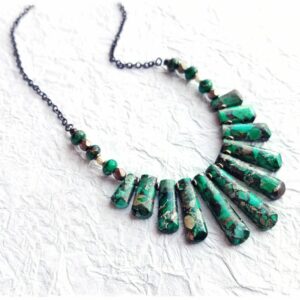 Women’s Emerald Green Jasper and Pyrite Necklace