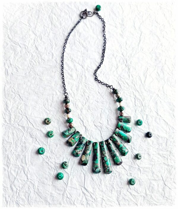 Women’s Emerald Green Jasper and Pyrite Necklace