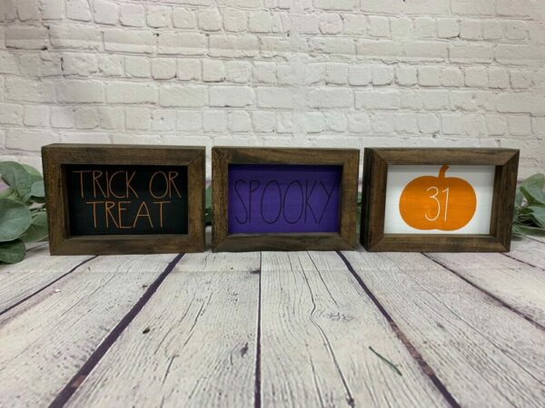 Reversible – Fall/Halloween Mini Set of 3 | Rae Dunn Inspired Signs | Farmhouse Set