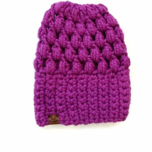 Adult Crochet Puff Stitch Slouch Hat | Lollipop