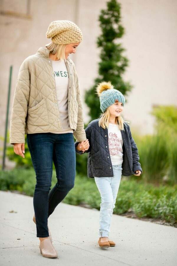 Mommy & Me Simple Slouch + Happe Hearts Hat | Peanut