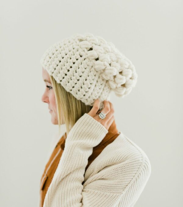 Mommy & Me Hats Puff Stitch Slouch + Happe Heart | Off White