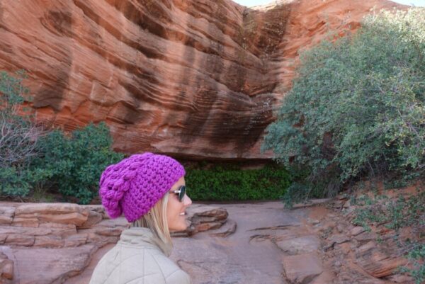 Adult Crochet Puff Stitch Slouch Hat | Lollipop