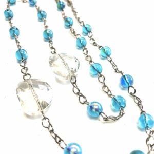 Handmade turquoise & crystal women’s necklace with case