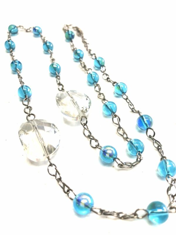 Handmade turquoise & crystal women’s necklace with case