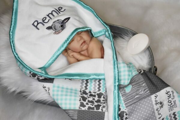 Personalized Teal Hooded Baby Towel with Calf