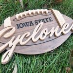 Wood Football Sign with Team Name