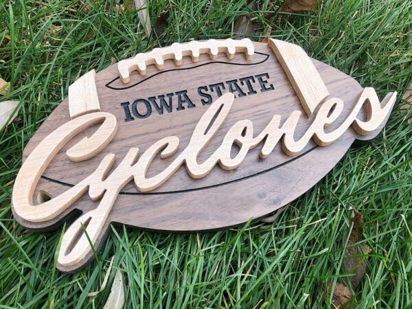 Wood Football Sign with Team Name