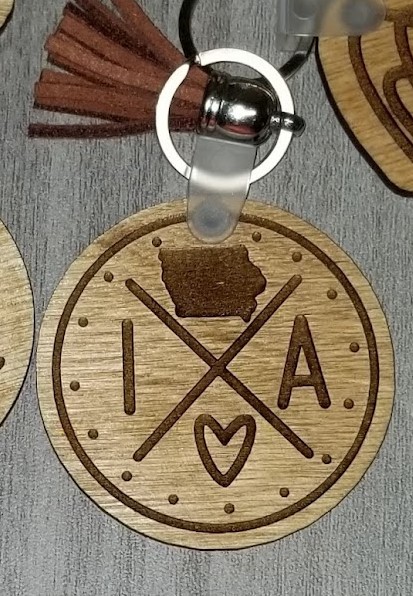Iowa wooden keychains
