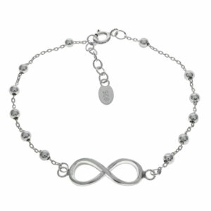 Infinity sterling silver bracelet adjusts from 6.5 to 7.5 inches in length