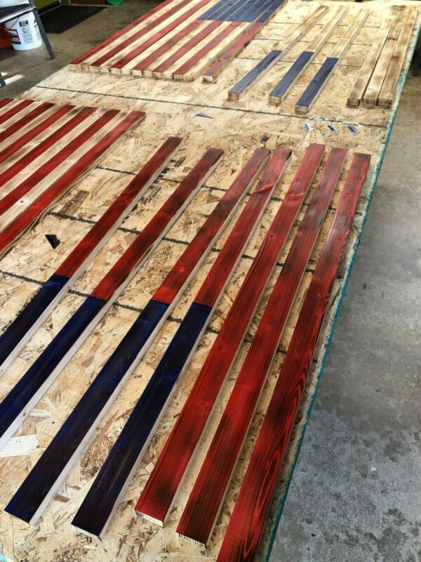 Hand crafted wooden American flag