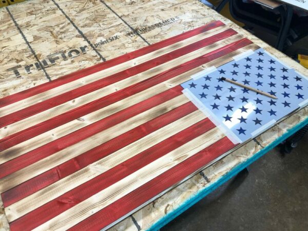 Hand crafted wooden American flag