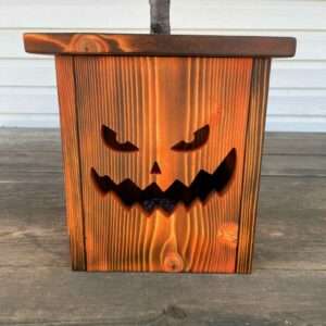 Jack – Wooden Jack-O-Lantern with Indoor/Outdoor Remote Controlled LED Light