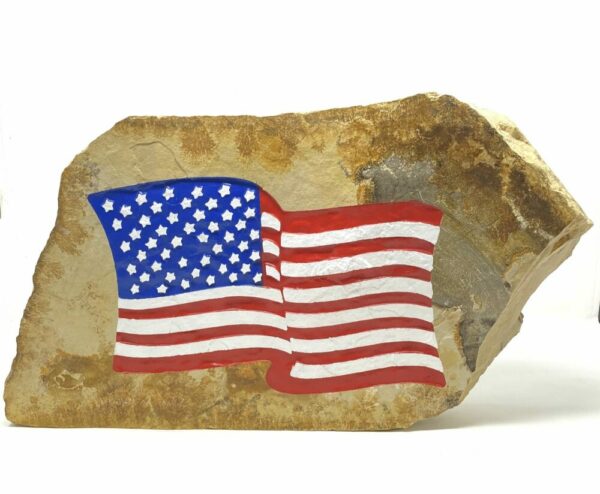 American Flag Engraved Stone