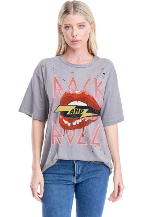 Rock & Roll Distressed Graphic Tee
