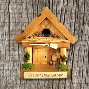 Hunting Camp Wood Log Cabin Themed Birdhouse