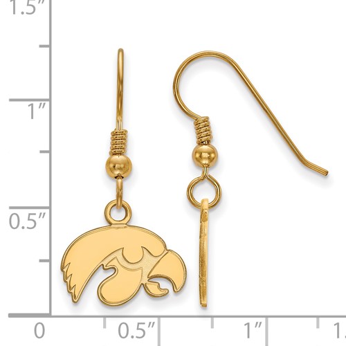 University of Iowa Hawkeyes Gold-plated Sterling Silver Tigerhawk dangle Earrings