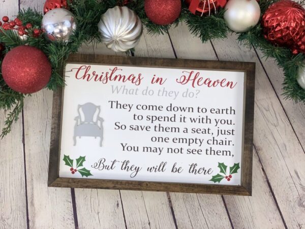 Christmas in Heaven Framed Sign | Christmas Farmhouse Sign | Christmas Decor | Christmas Chair | Memorial Gift