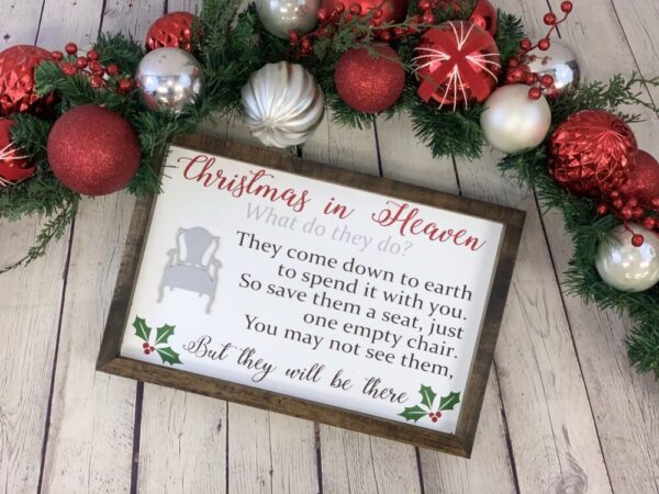 Christmas in Heaven Framed Sign | Christmas Farmhouse Sign | Christmas Decor | Christmas Chair | Memorial Gift