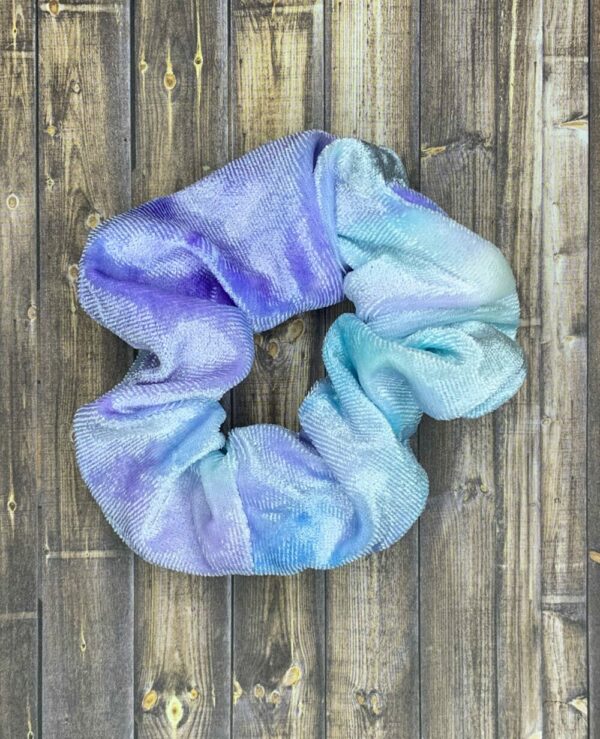 Scrunchies- Light Blue/Lavender Velvet Tie-Dye