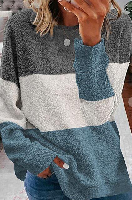 Blue Colorblock Fleece Sweater