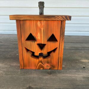 Jill – Wooden Jack-O-Lantern with Indoor/Outdoor Remote Controlled LED Light