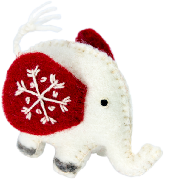 Snowflake Jumbo Elephant Felt Ornament