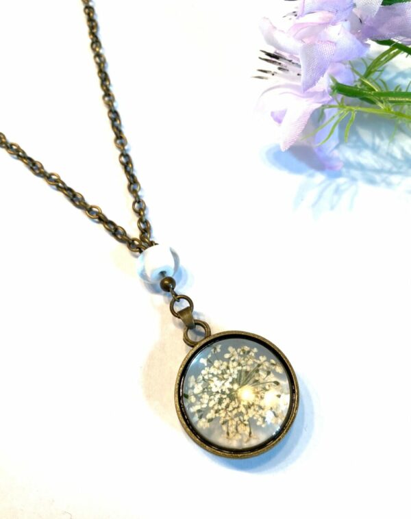 White Dried Flower Necklace