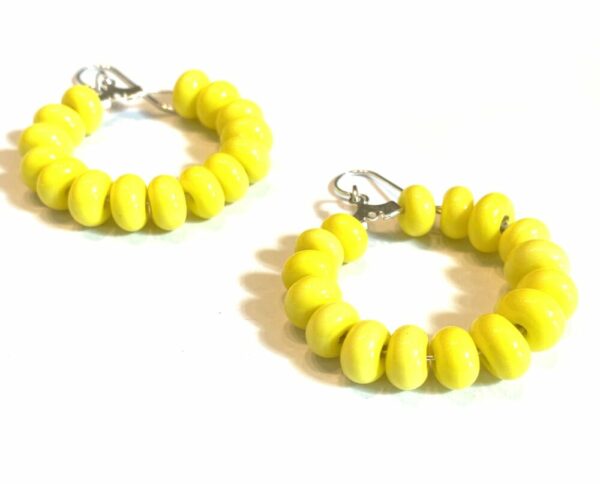 Yellow Glass Beaded Hoop Earrings