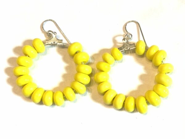 Yellow Glass Beaded Hoop Earrings