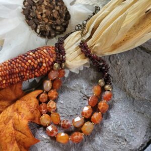 Two strand garnet & fire agate necklace