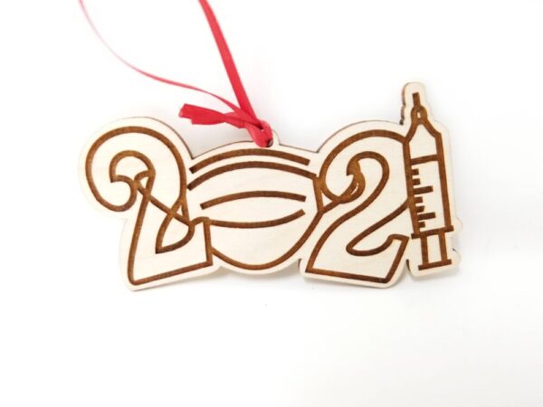 Funny 2021 Christmas Ornament made from laser cut wood
