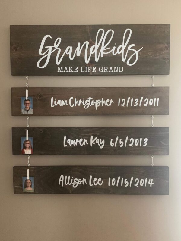 Grandparents Make Life Grand Hanging Sign with Personalized Names