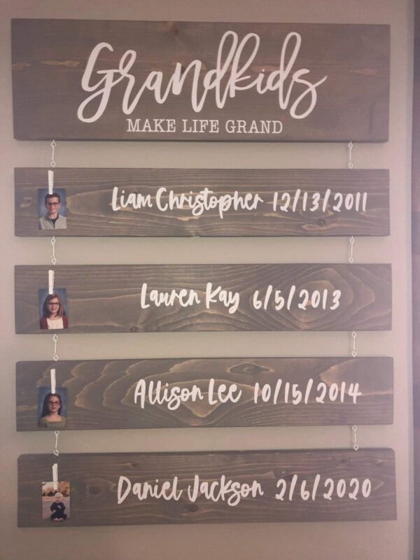 Grandparents Make Life Grand Hanging Sign with Personalized Names